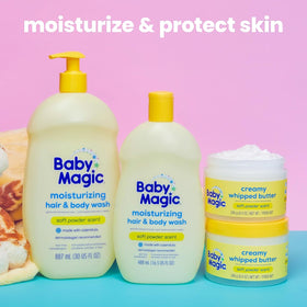 Baby Magic applied to a toddler by parent showing gentle everyday use benefit
