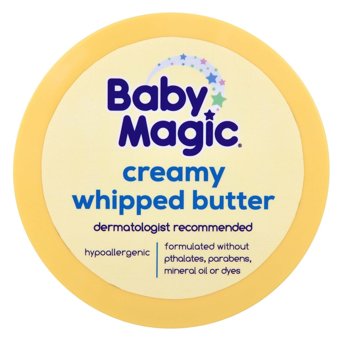 Baby Magic open jar showing whipped butter texture and easy spread benefit