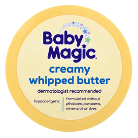 Baby Magic open jar showing whipped butter texture and easy spread benefit