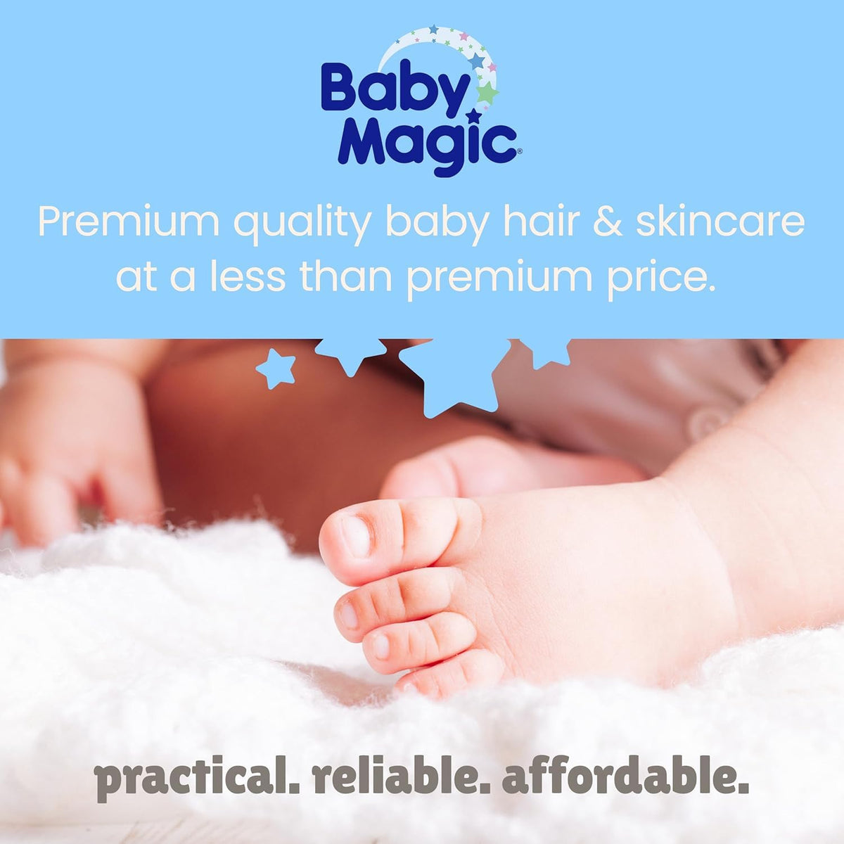 Baby Magic backside of packaging showing directions and hypoallergenic benefit