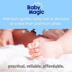 Baby Magic backside of packaging showing directions and hypoallergenic benefit