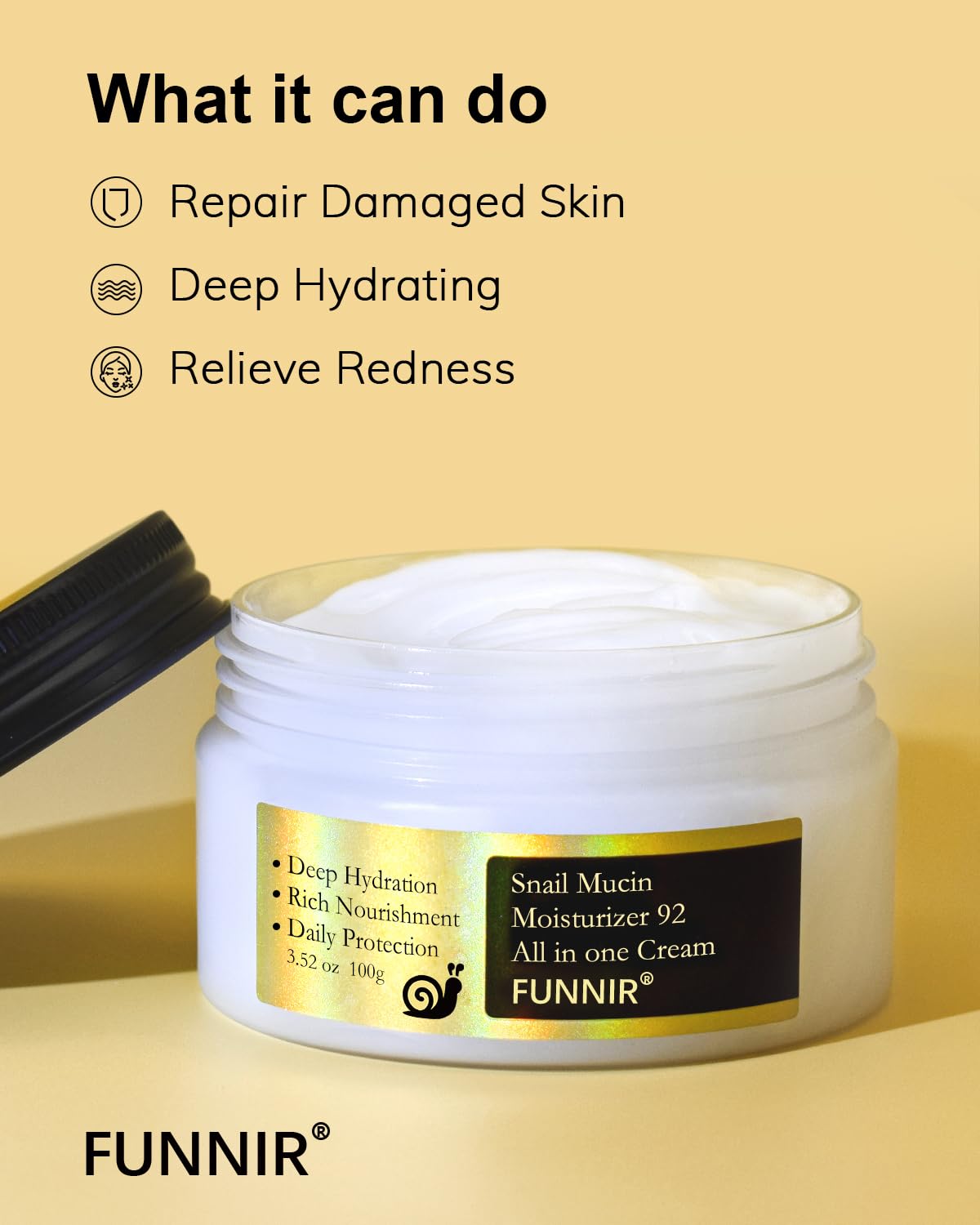 BabyFaceDiary FUNNIR cream texture close-up highlighting lightweight gel finish and quick absorption benefit