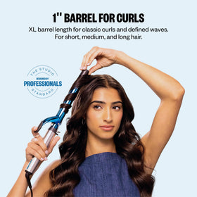 BaBylissPRO nano titanium barrel close-up highlighting smooth finish for even heat and reduced frizz