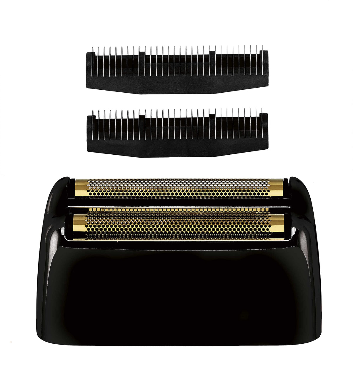 BaBylissPRO black double foil head front view showing precise fit and renewed shave finish