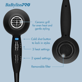 BaBylissPRO Ceramix Xtreme removable rear filter close-up for easy cleaning and maintenance