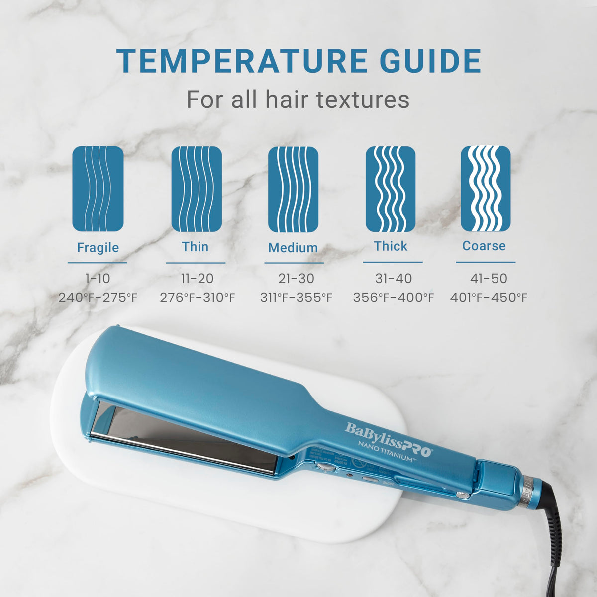 BaBylissPRO cord and controls detail showing 9-foot swivel cord and heat settings