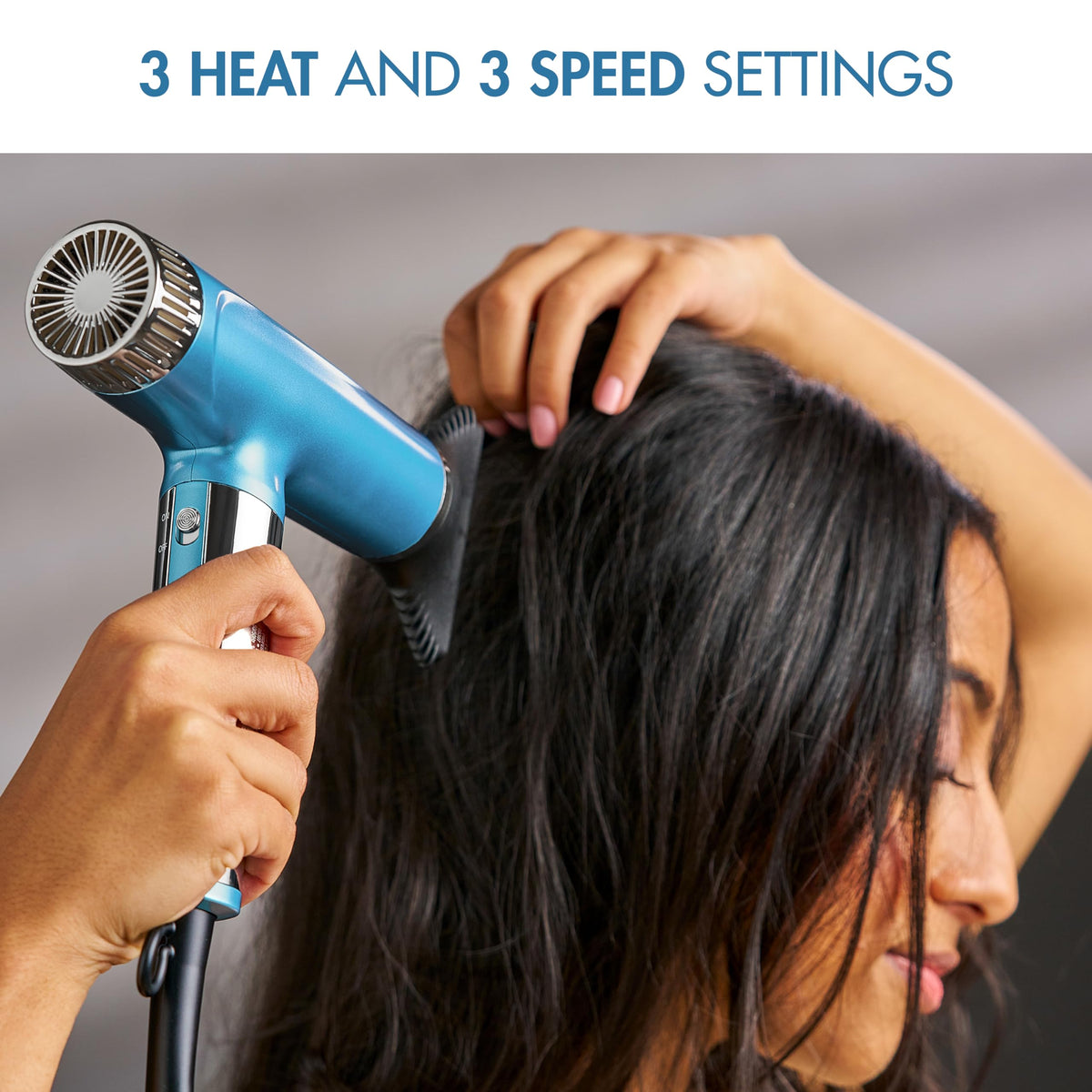 BaBylissPRO diffuser and concentrator nozzle together demonstrating curl definition and precision styling
