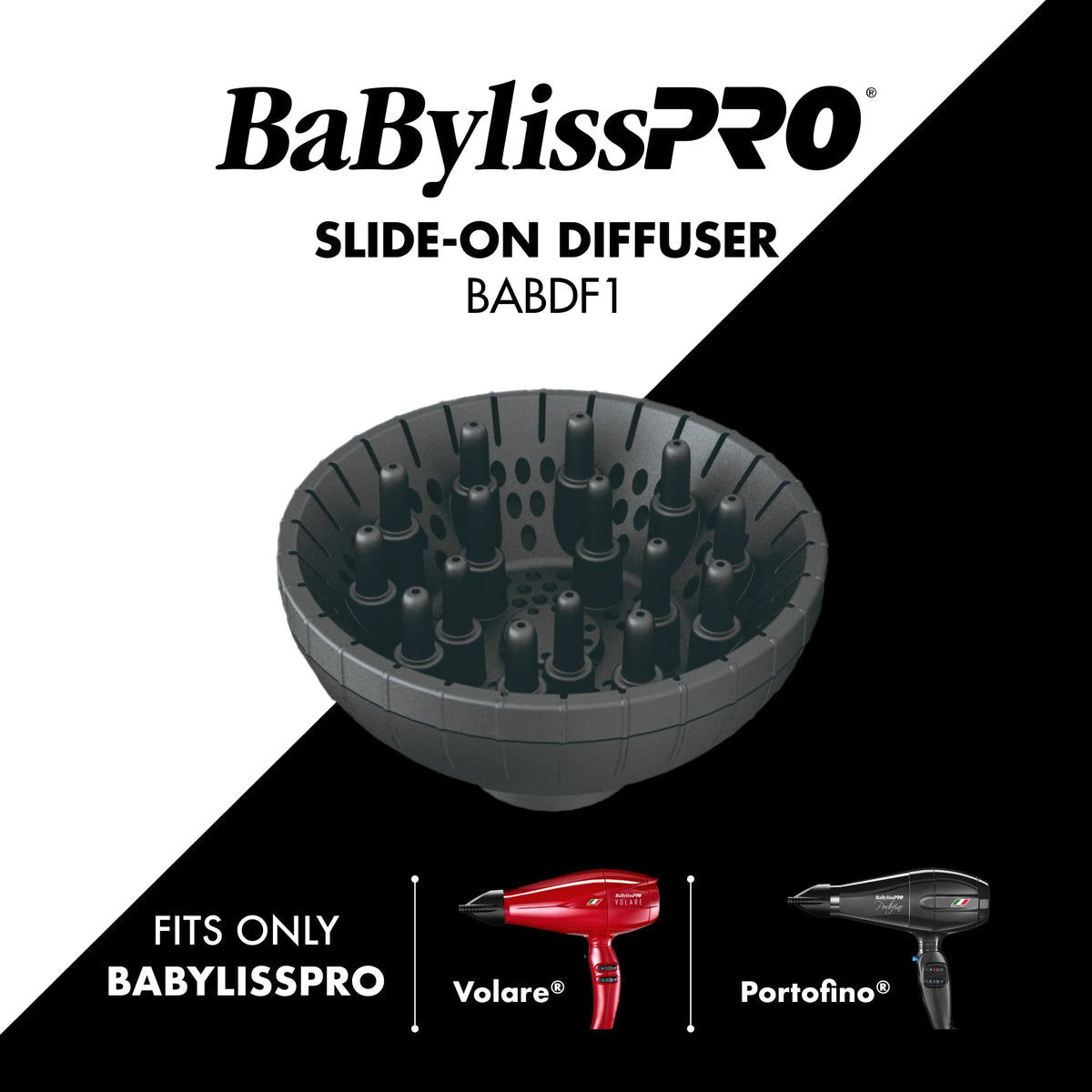 BaBylissPRO diffuser size comparison in hand shows compact, salon-ready convenience