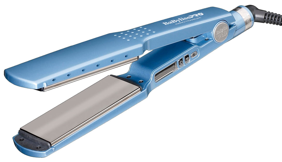 BaBylissPRO flat iron front view showing controls and sleek design for precise styling