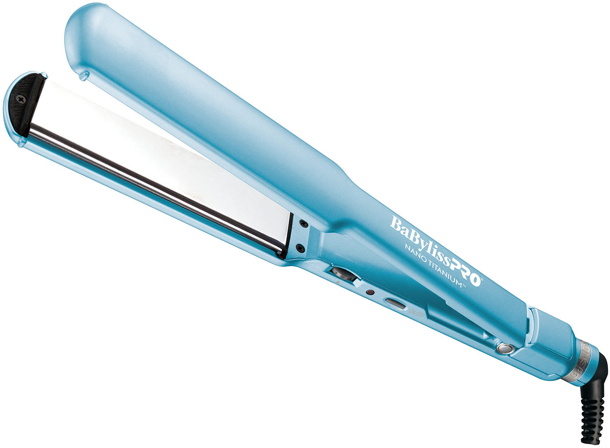 BaBylissPRO flat iron front view showing slim profile and controls for precise styling