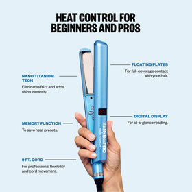 BaBylissPRO flat iron in use straightening hair delivering quicker results and glossy finish