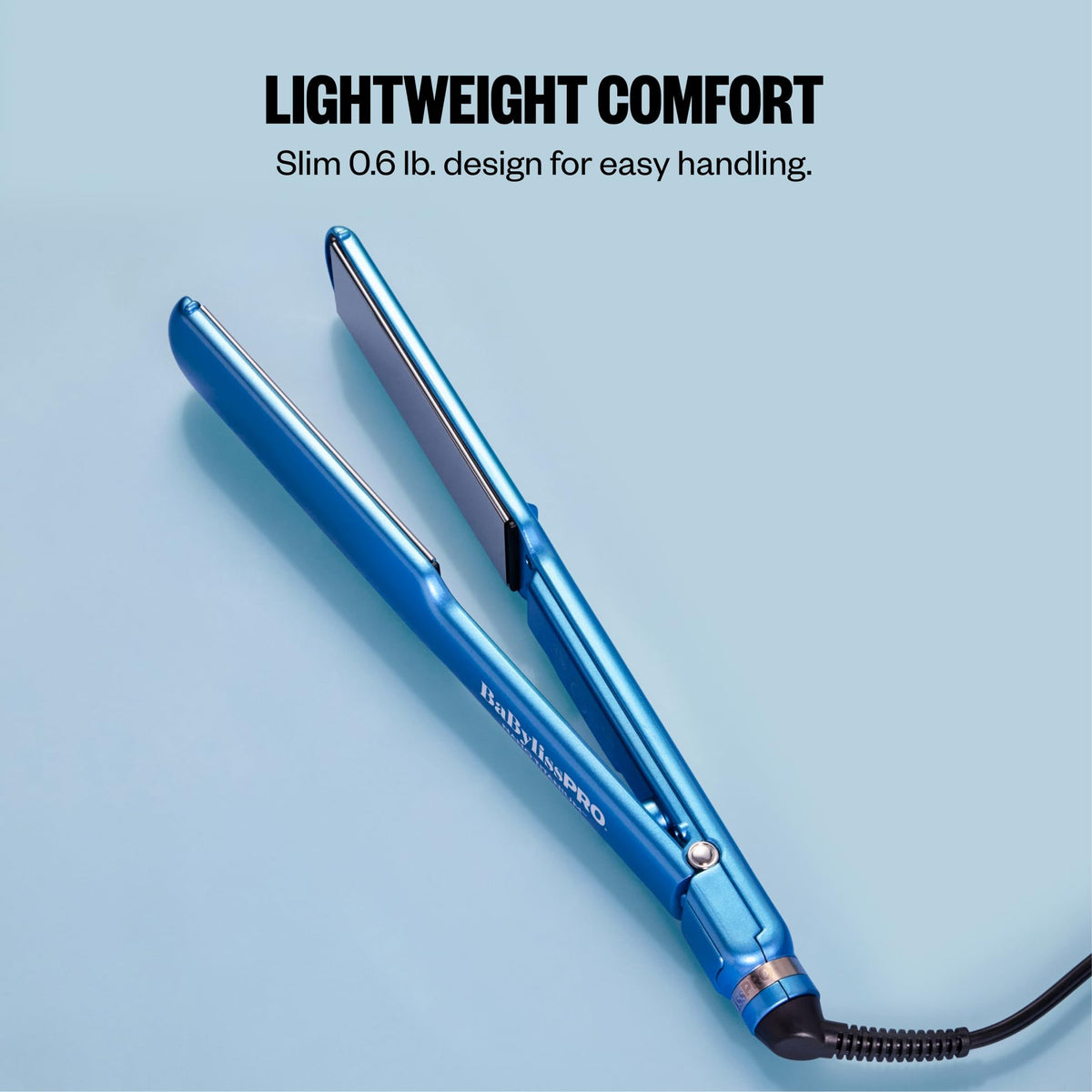 BaBylissPRO flat iron smoothing hair in use for faster straightening results
