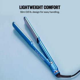 BaBylissPRO flat iron smoothing hair in use for faster straightening results