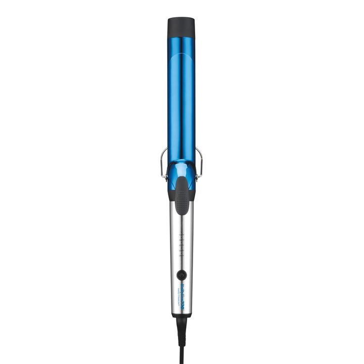 BaBylissPRO front view of extra-long curling iron showing full tool and benefits
