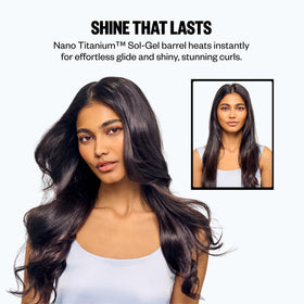 BaBylissPRO curling iron in hand creating soft waves for fast salon results