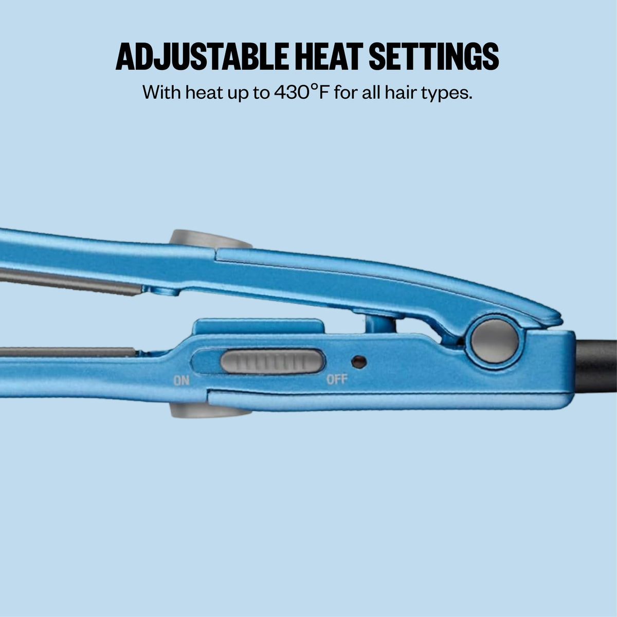 BaBylissPRO mini iron held in hand to show travel-friendly size and control