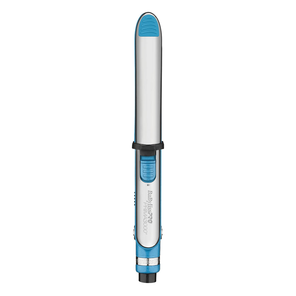 BaBylissPRO Prima front view showing sleek blue housing and plates for versatile styling