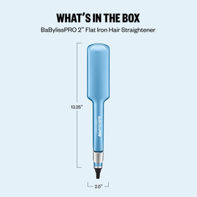 BaBylissPRO scale comparison showing 2-inch plate width for larger section styling