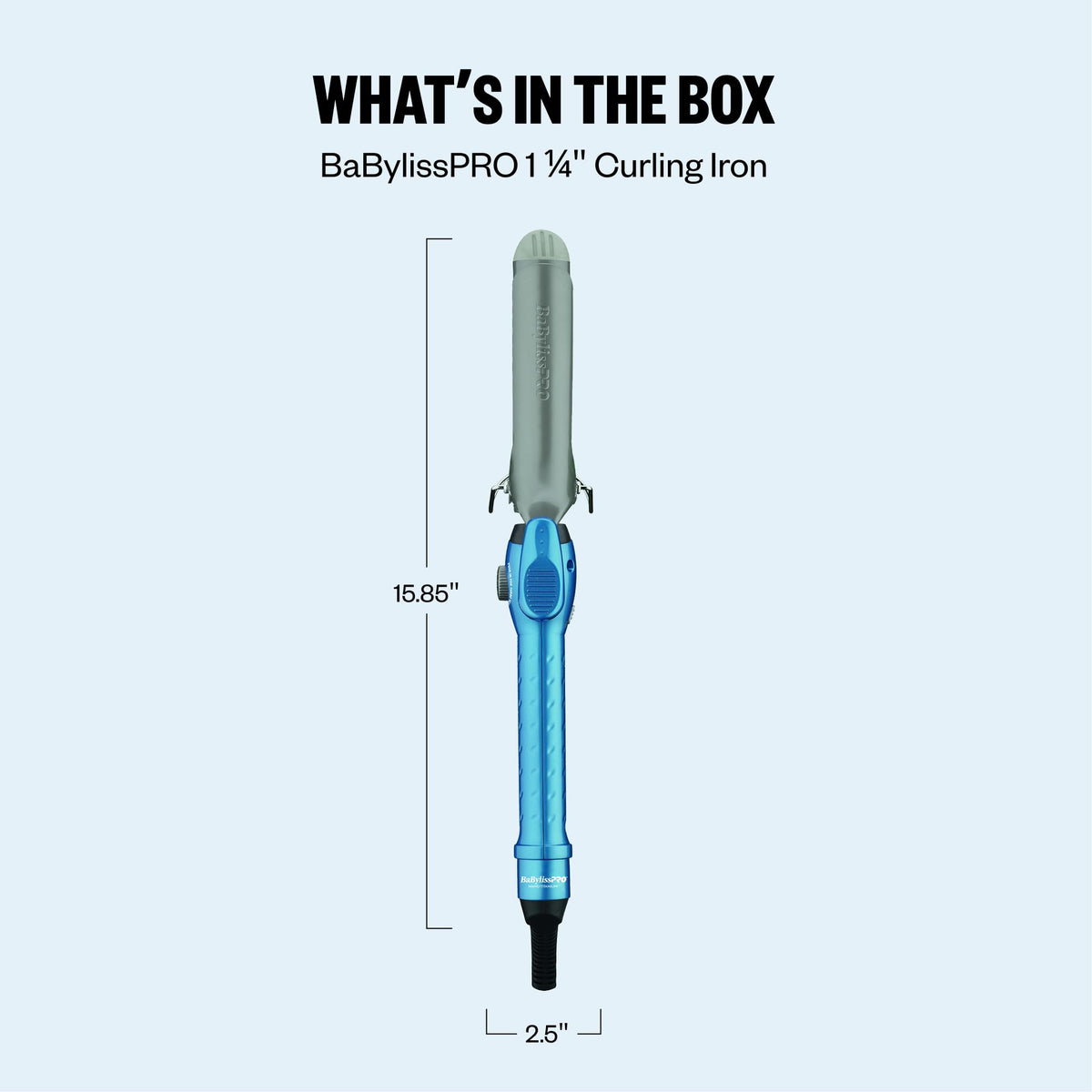 BaBylissPRO 1.25 inch barrel next to ruler to show curling size and scale
