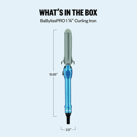 BaBylissPRO 1.25 inch barrel next to ruler to show curling size and scale