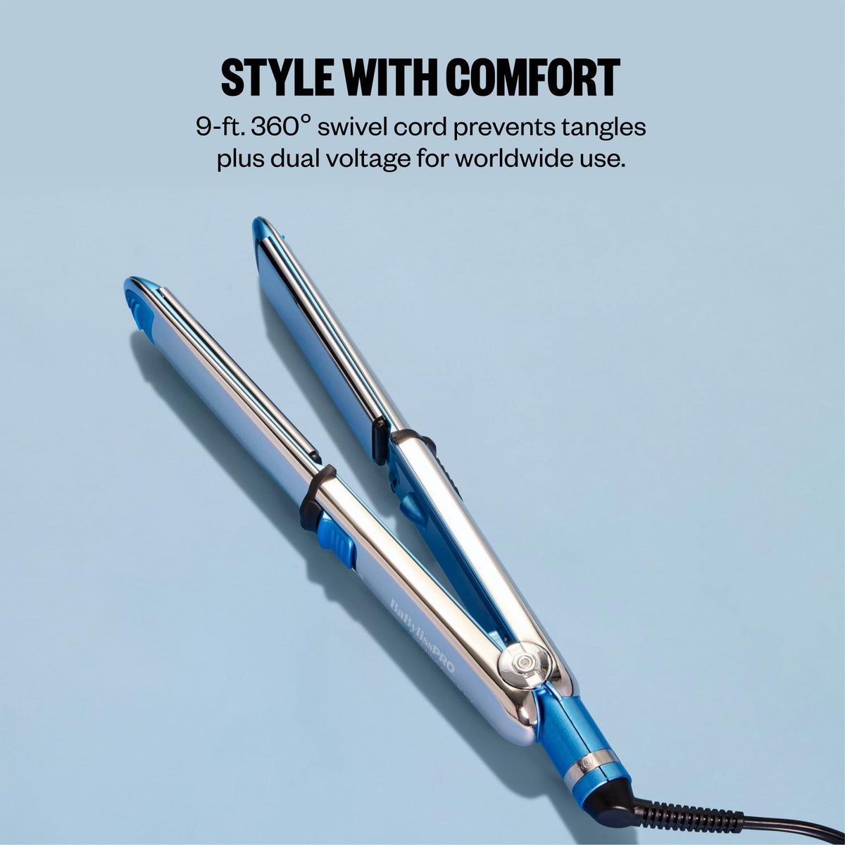 BaBylissPRO styling in use on medium-to-long hair delivering smooth glossy finish
