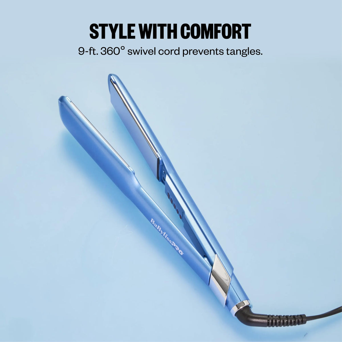 BaBylissPRO 9-foot swivel cord and ergonomic handle for comfortable styling