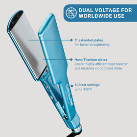 BaBylissPRO titanium plate close-up highlighting smooth surface and even heat glide