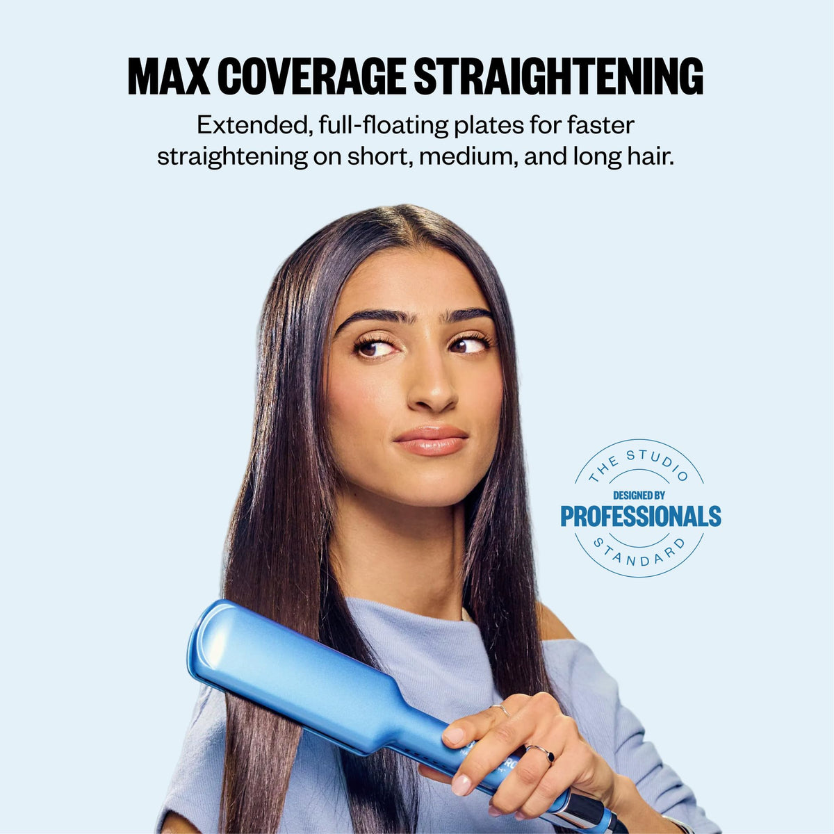 BaBylissPRO titanium plate closeup highlighting smooth surface for reduced frizz