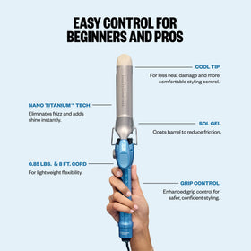 BaBylissPRO turbo button detail for instant heat boost and faster curl formation