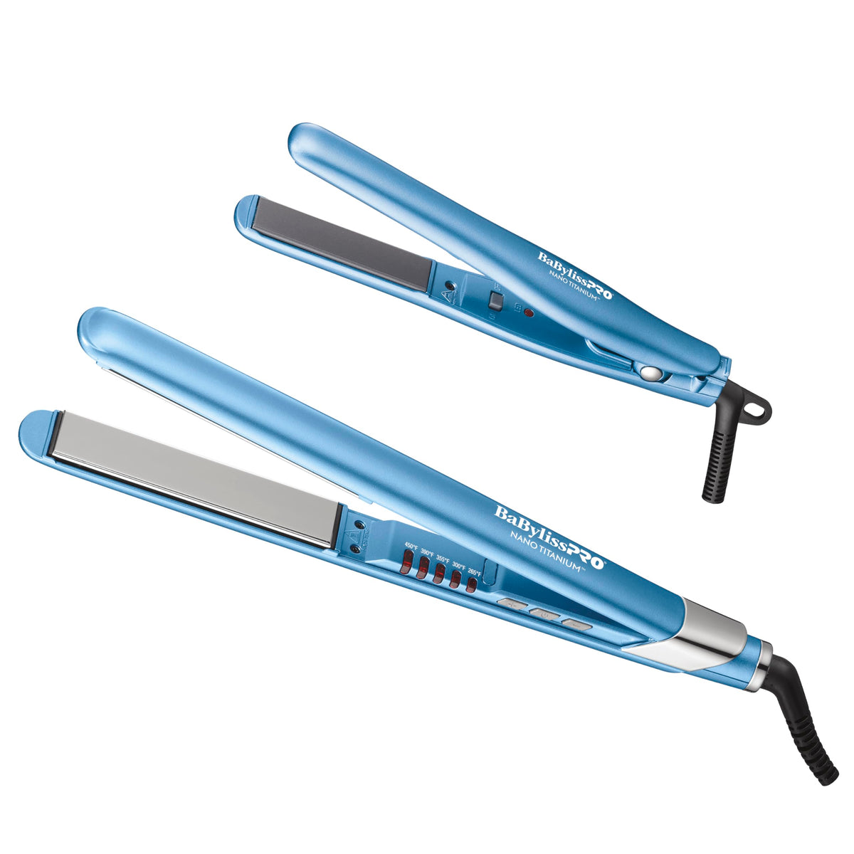 BaBylissPRO full-size iron front view showing sleek profile and fast styling benefit