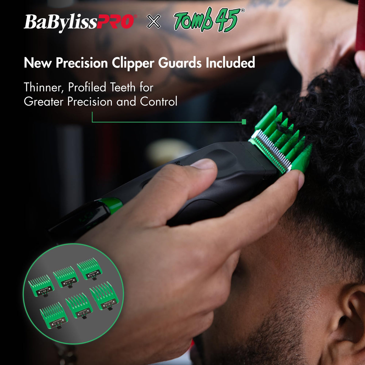 BaBylissPRO x Tomb45 held in hand to show compact size and balanced professional feel