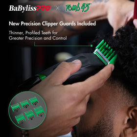 BaBylissPRO x Tomb45 held in hand to show compact size and balanced professional feel