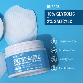 BACHERI close-up pad texture soaked in solution for gentle exfoliation
