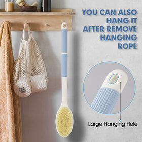Backski in bathroom use on back demonstrating extended reach and convenience
