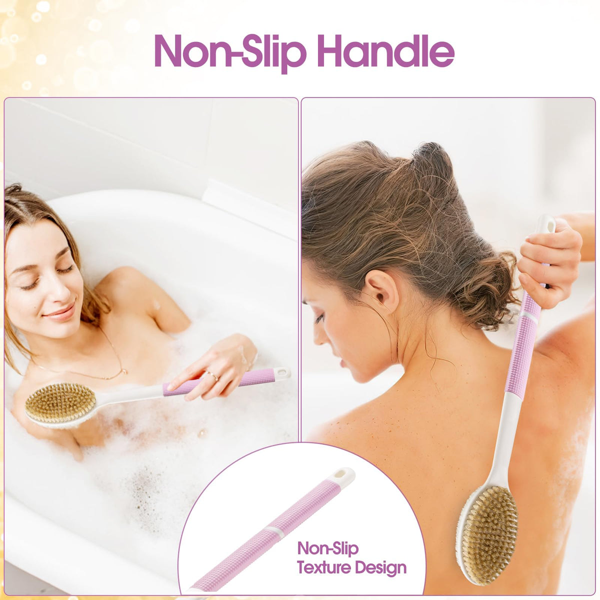 Backski close-up of textured non-slip handle for secure grip in shower