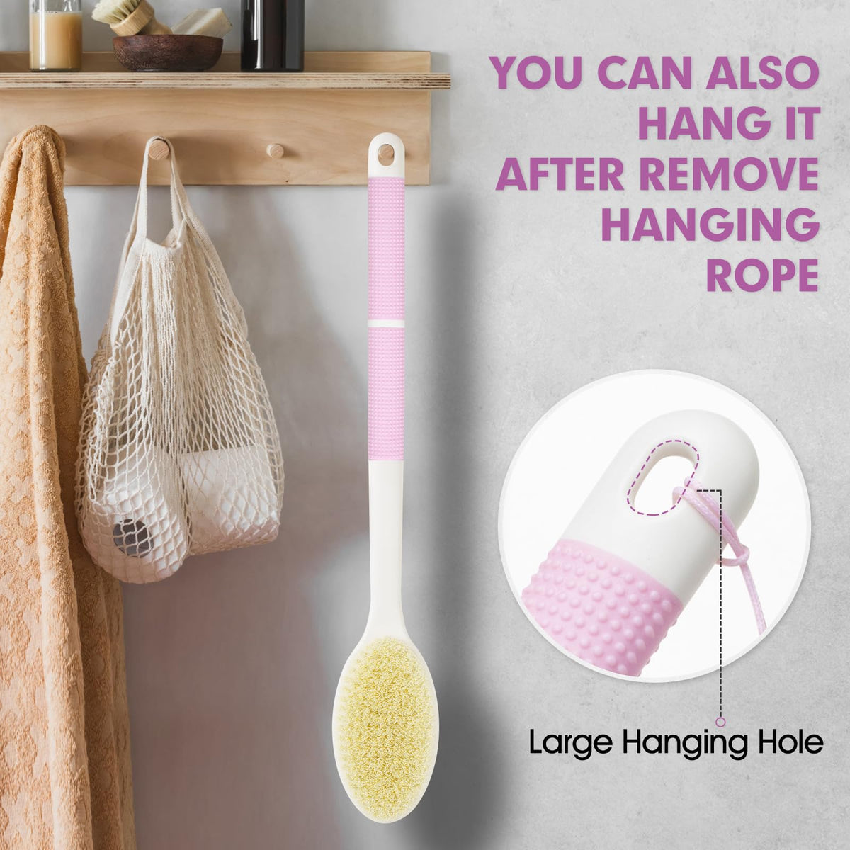 Backski hanging by included rope for quick drying and mold prevention
