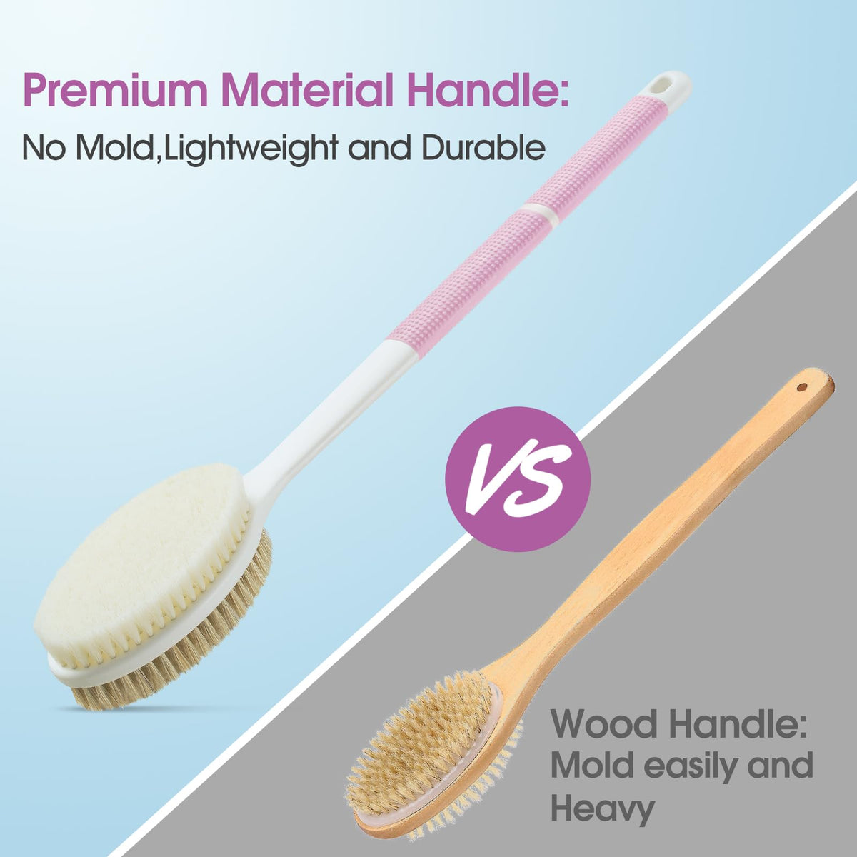 Backski soft nylon bristles creating lather for gentle cleansing
