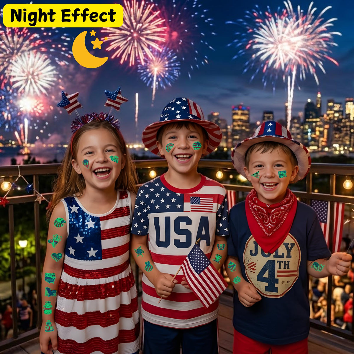 Backtopeia luminous tattoos glowing in low light enhancing evening celebrations