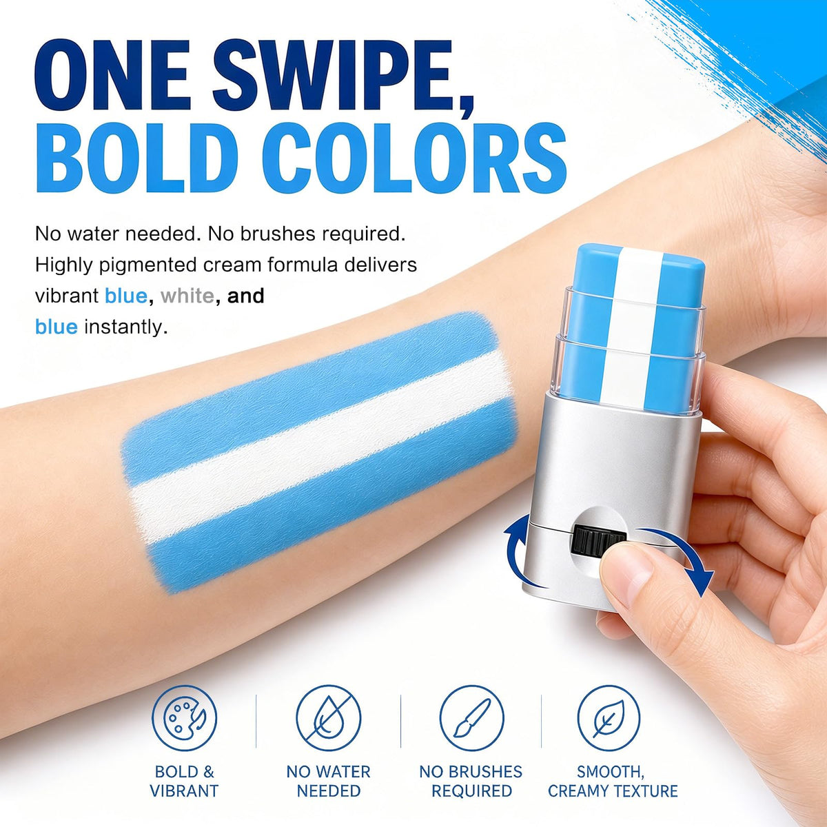 BADCOLOR being applied as cheek stripe for quick game-day look