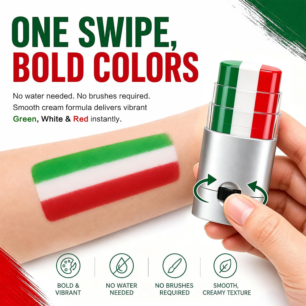 BADCOLOR applying under-eye sports stripe for sweat-resistant game-day wear