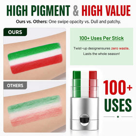 BADCOLOR cheek flag stripe on fan showing vibrant green white red colors