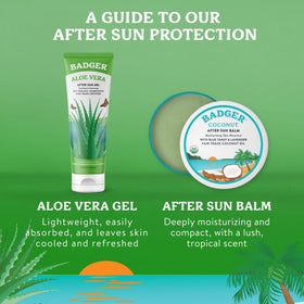 Badger product on beach towel after sun exposure showing cooling relief and travel readiness