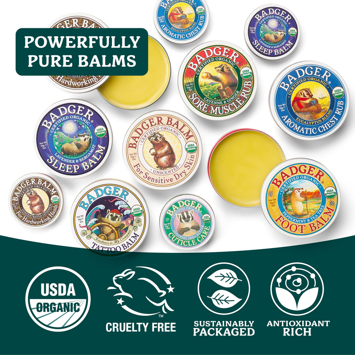 Badger balm being rubbed into hands demonstrating quick absorbency and lasting moisture