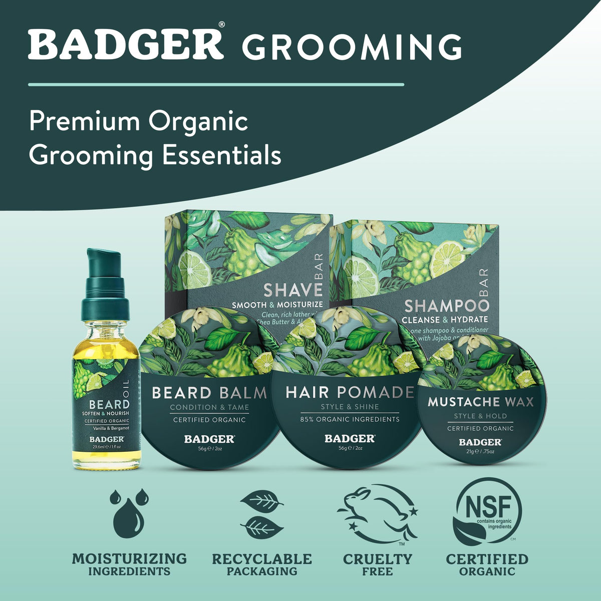 Badger balm on fingertips ready to apply for softer beard