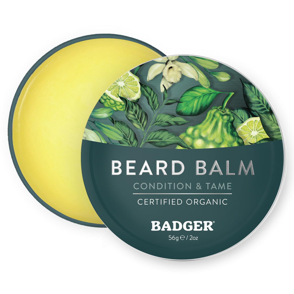 Badger front tin showing label and compact grooming benefit