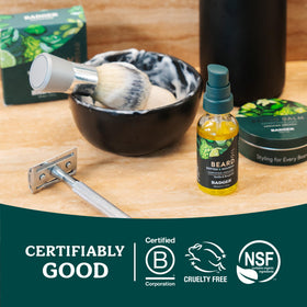 Badger balm in outdoor setting conveying natural sustainable grooming