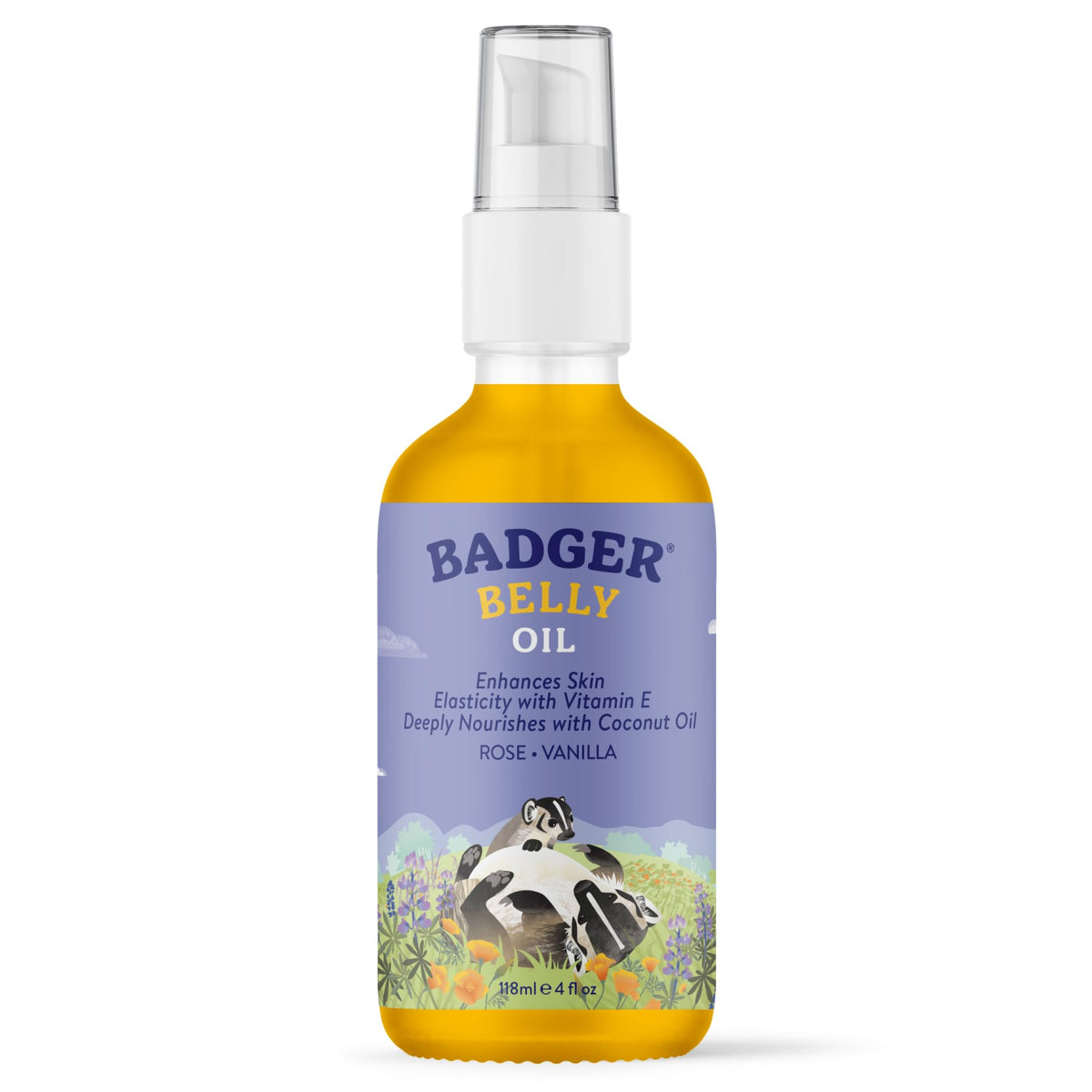 Badger front packaging showing glass bottle and easy-pour cap for quick application