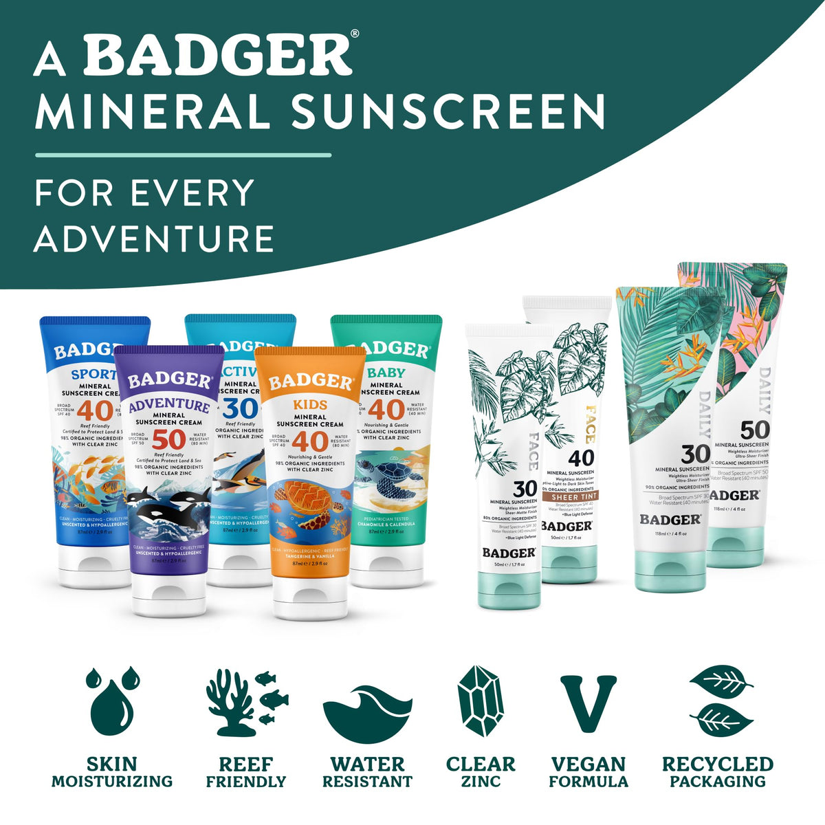 Badger couple applying sunscreen outdoors for everyday sun protection