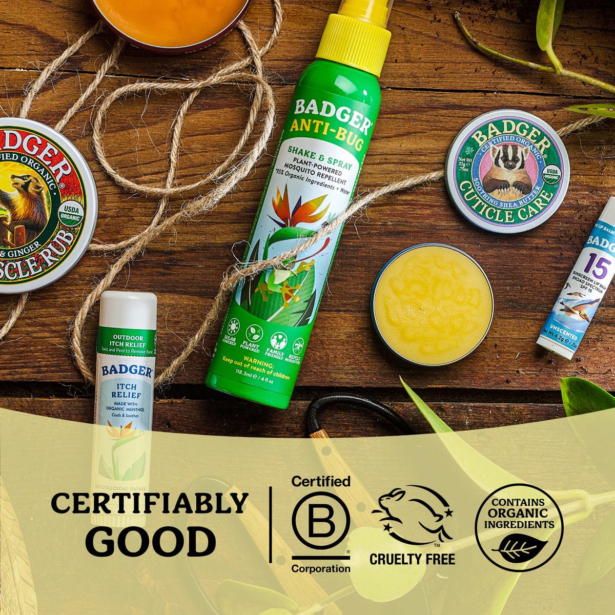 Badger recycled tin with sustainability badge showing eco-friendly manufacturing benefit