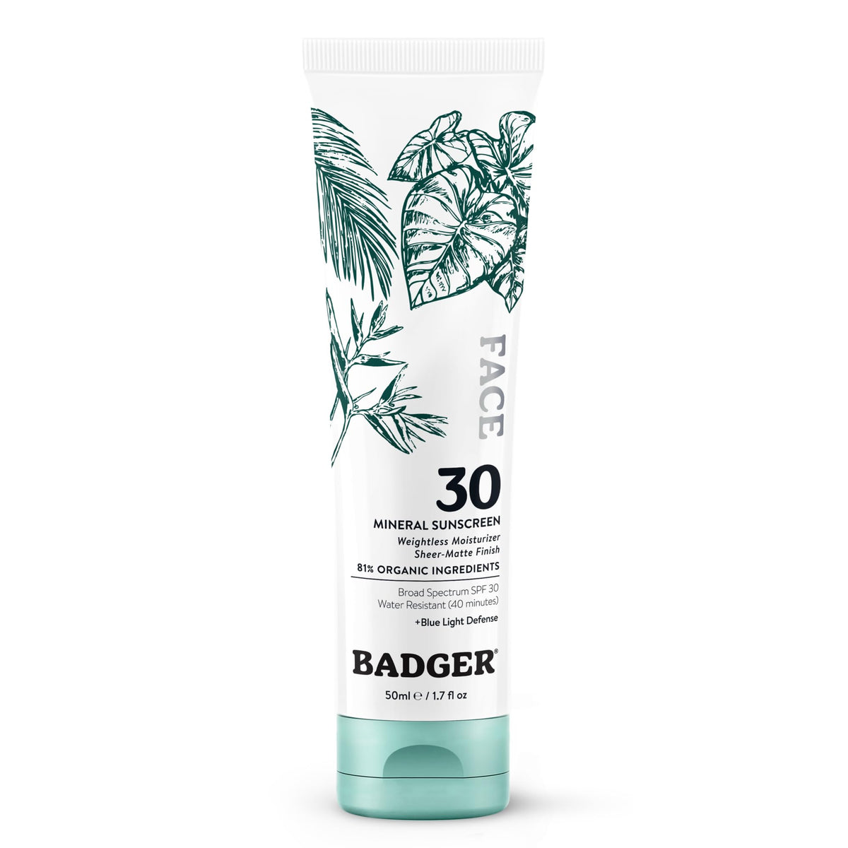 Badger front packaging showing SPF 30 and matte finish benefit